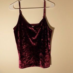 Red crushed velvet tank top